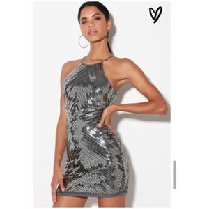 Silver sequin mini dress